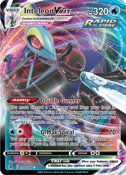 Inteleon VMAX trading card from SWSH08: Fusion Strike Inteleon VMAX - SWSH08: Fusion Strike Pokémon trading card