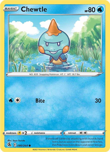 Chewtle trading card from SWSH08: Fusion Strike Chewtle - SWSH08: Fusion Strike Pokémon trading card