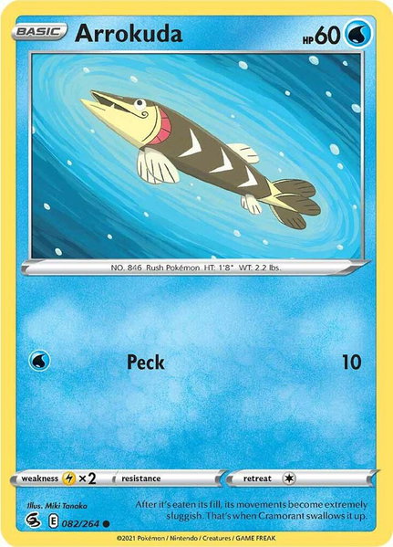 Arrokuda trading card from SWSH08: Fusion Strike Arrokuda - SWSH08: Fusion Strike Pokémon trading card