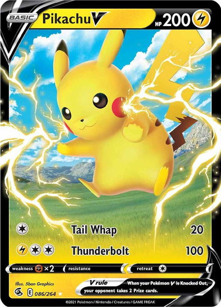 Pikachu V trading card from SWSH08: Fusion Strike Pikachu V - SWSH08: Fusion Strike Pokémon trading card