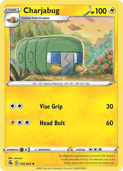 Charjabug trading card from SWSH08: Fusion Strike Charjabug - SWSH08: Fusion Strike Pokémon trading card