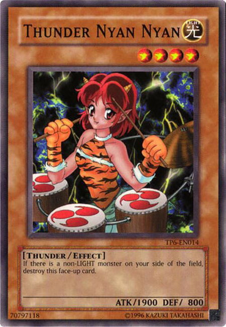 Thunder Nyan Nyan trading card from Tournament Pack 6 Thunder Nyan Nyan - Tournament Pack 6 YuGiOh trading card
