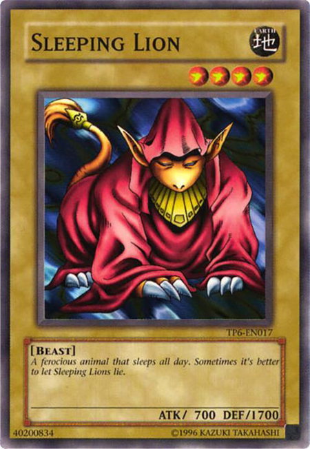Sleeping Lion trading card from Tournament Pack 6 Sleeping Lion - Tournament Pack 6 YuGiOh trading card