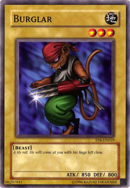 Burglar trading card from Tournament Pack 6 Burglar - Tournament Pack 6 YuGiOh trading card