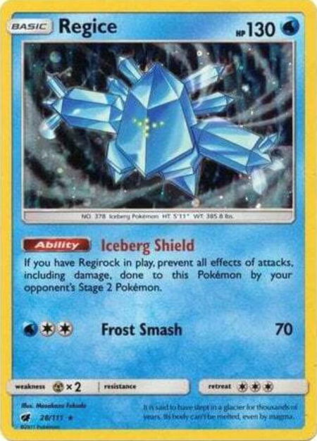 Regice - 28/111 (Cosmos Holo) trading card from SM Promos Regice - 28/111 (Cosmos Holo) - SM Promos Pokémon trading card