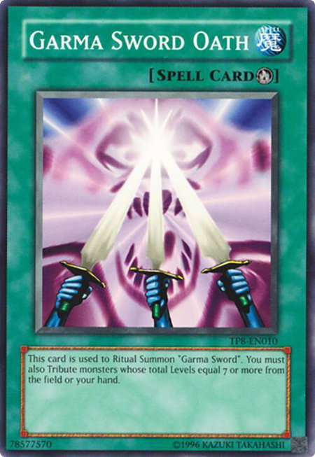 Garma Sword Oath trading card from Tournament Pack 8 Garma Sword Oath - Tournament Pack 8 YuGiOh trading card