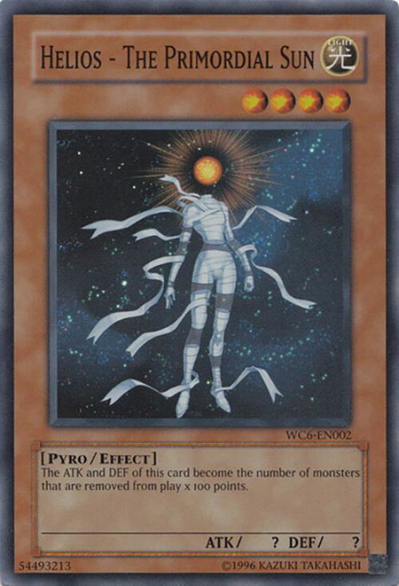 Helios - The Primordial Sun trading card from World Championship 2006: Ultimate Masters Helios - The Primordial Sun - World Championship 2006: Ultimate Masters YuGiOh trading card