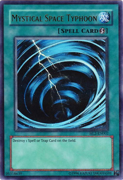 Mystical Space Typhoon trading card from Hobby League 2 Mystical Space Typhoon - Hobby League 2 YuGiOh trading card