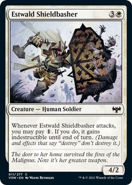 Estwald Shieldbasher trading card from Innistrad: Crimson Vow Estwald Shieldbasher - Innistrad: Crimson Vow Magic: The Gathering trading card