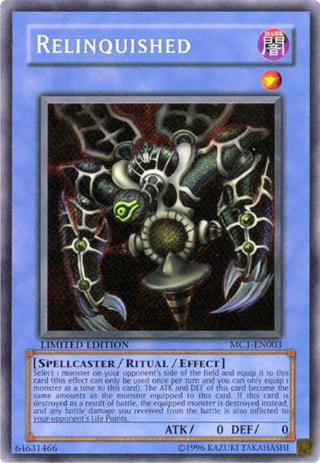 Relinquished trading card from Master Collection Volume 1 Relinquished - Master Collection Volume 1 YuGiOh trading card