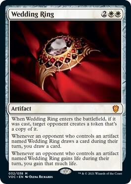 Wedding Ring trading card from Commander: Innistrad: Crimson Vow Wedding Ring - Commander: Innistrad: Crimson Vow Magic: The Gathering trading card