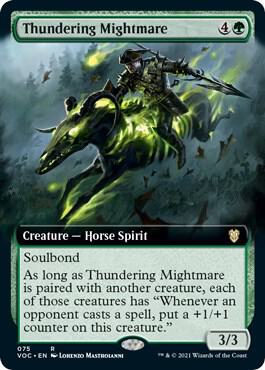 Thundering Mightmare (Extended Art) - Commander: Innistrad: Crimson Vow Magic: The Gathering trading card