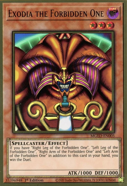 Exodia the Forbidden One trading card from Maximum Gold: El Dorado Exodia the Forbidden One - Maximum Gold: El Dorado YuGiOh trading card