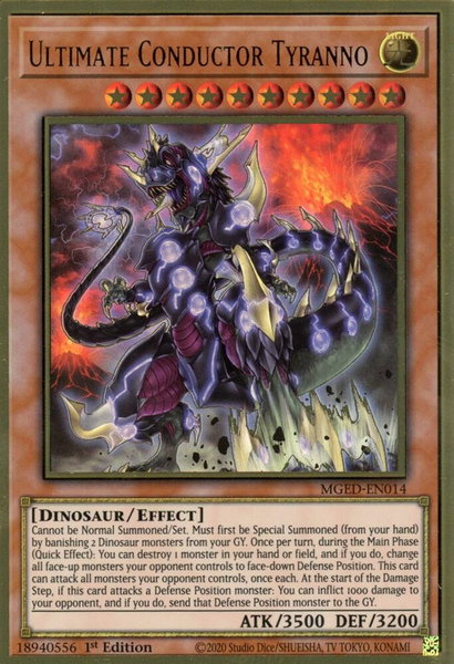 Ultimate Conductor Tyranno trading card from Maximum Gold: El Dorado Ultimate Conductor Tyranno - Maximum Gold: El Dorado YuGiOh trading card