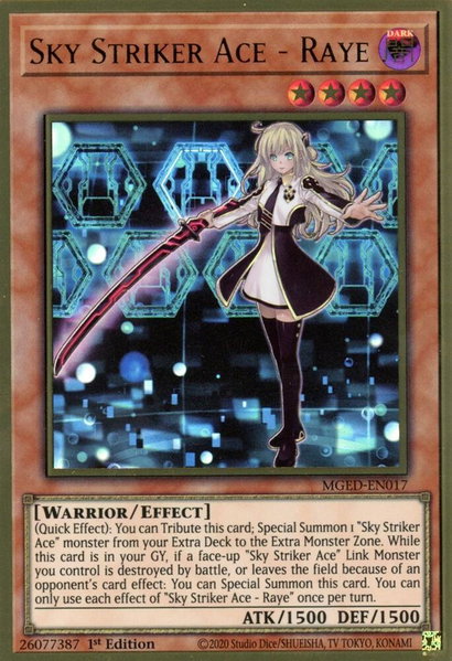 Sky Striker Ace - Raye trading card from Maximum Gold: El Dorado Sky Striker Ace - Raye - Maximum Gold: El Dorado YuGiOh trading card