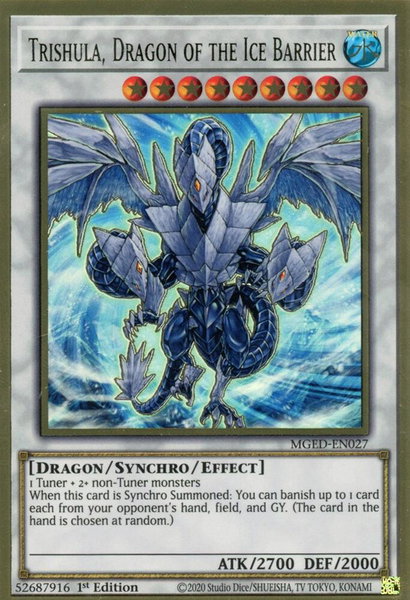 Trishula, Dragon of the Ice Barrier trading card from Maximum Gold: El Dorado Trishula, Dragon of the Ice Barrier - Maximum Gold: El Dorado YuGiOh trading card