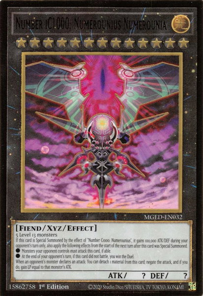 Number iC1000: Numerounius Numerounia trading card from Maximum Gold: El Dorado Number iC1000: Numerounius Numerounia - Maximum Gold: El Dorado YuGiOh trading card