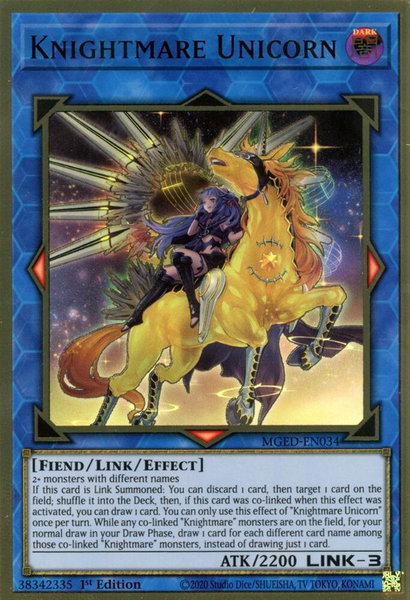 Knightmare Unicorn (Alternate Art) trading card from Maximum Gold: El Dorado Knightmare Unicorn (Alternate Art) - Maximum Gold: El Dorado YuGiOh trading card