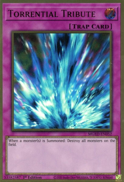 Torrential Tribute trading card from Maximum Gold: El Dorado Torrential Tribute - Maximum Gold: El Dorado YuGiOh trading card