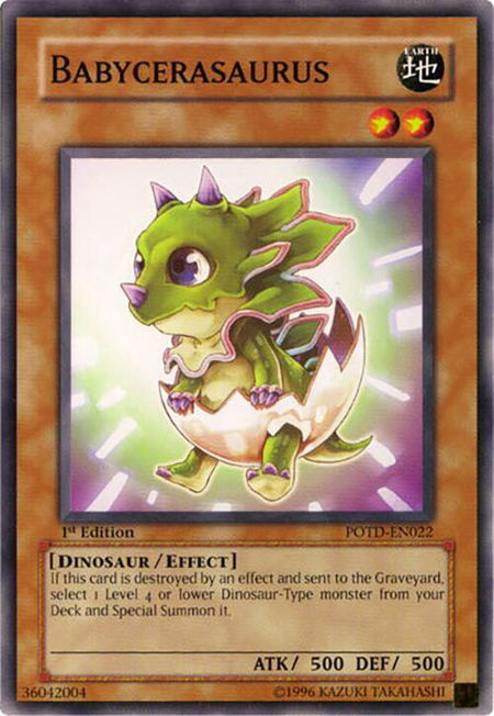 Babycerasaurus - Power of the Duelist YuGiOh trading card