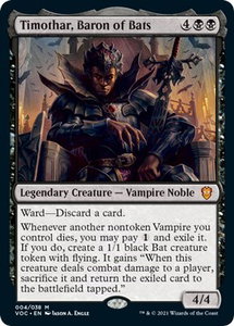 Timothar, Baron of Bats - Commander: Innistrad: Crimson Vow (VOC) #4 - Mythic Rare Magic: The Gathering Trading Card