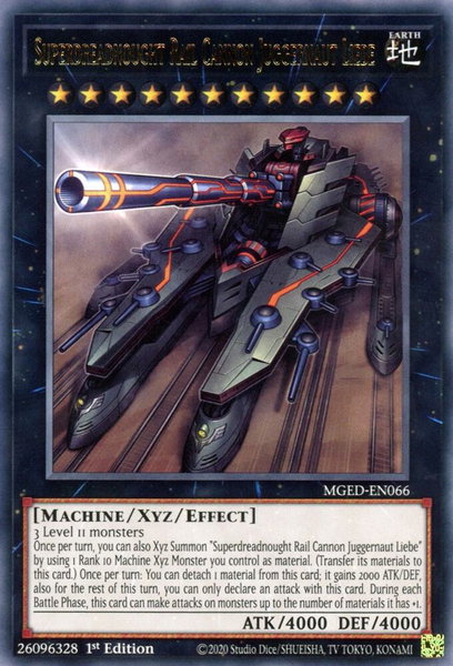 Superdreadnought Rail Cannon Juggernaut Liebe trading card from Maximum Gold: El Dorado Superdreadnought Rail Cannon Juggernaut Liebe - Maximum Gold: El Dorado YuGiOh trading card