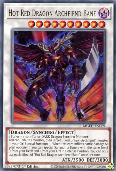 Hot Red Dragon Archfiend Bane trading card from Maximum Gold: El Dorado Hot Red Dragon Archfiend Bane - Maximum Gold: El Dorado YuGiOh trading card