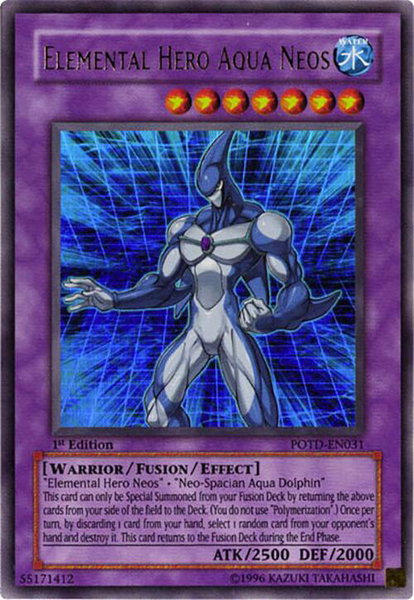 Elemental Hero Aqua Neos trading card from Power of the Duelist Elemental Hero Aqua Neos - Power of the Duelist YuGiOh trading card