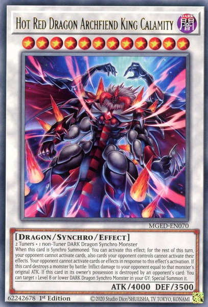 Hot Red Dragon Archfiend King Calamity trading card from Maximum Gold: El Dorado Hot Red Dragon Archfiend King Calamity - Maximum Gold: El Dorado YuGiOh trading card