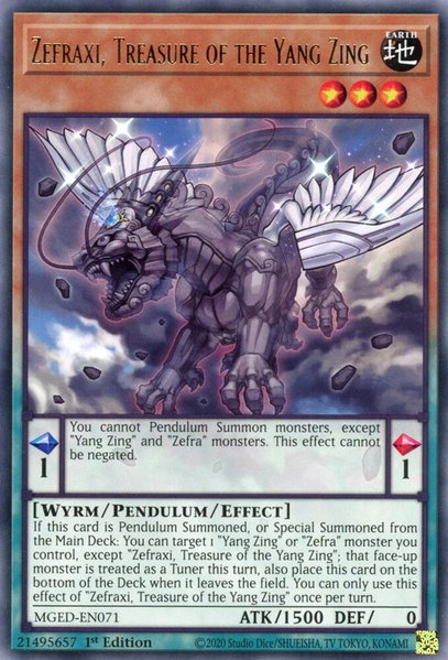 Zefraxi, Treasure of the Yang Zing trading card from Maximum Gold: El Dorado Zefraxi, Treasure of the Yang Zing - Maximum Gold: El Dorado YuGiOh trading card