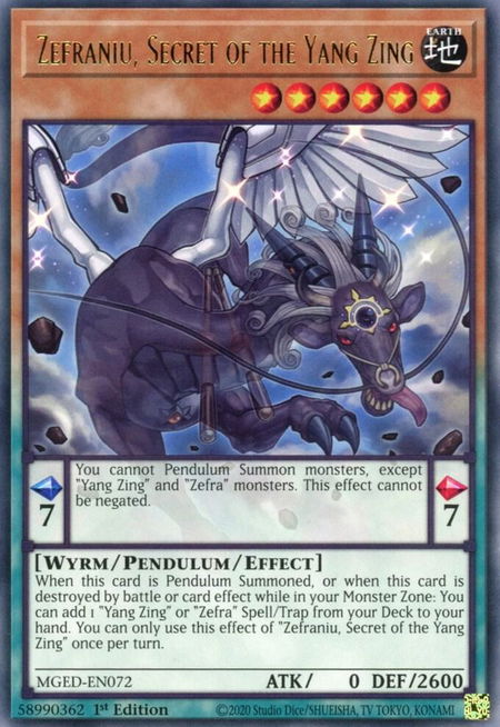 Zefraniu, Secret of the Yang Zing - Maximum Gold: El Dorado YuGiOh trading card