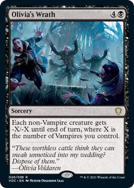 Olivia's Wrath trading card from Commander: Innistrad: Crimson Vow Olivia's Wrath - Commander: Innistrad: Crimson Vow Magic: The Gathering trading card