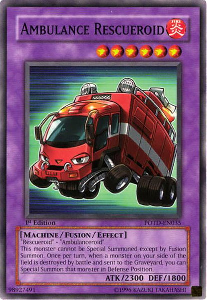 Ambulance Rescueroid trading card from Power of the Duelist Ambulance Rescueroid - Power of the Duelist YuGiOh trading card