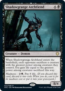 Shadowgrange Archfiend - Commander: Innistrad: Crimson Vow (VOC) #22 - Rare Magic: The Gathering Trading Card