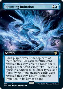 Haunting Imitation (Extended Art) trading card from Commander: Innistrad: Crimson Vow Haunting Imitation (Extended Art) - Commander: Innistrad: Crimson Vow Magic: The Gathering trading card