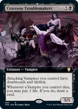Crossway Troublemakers (Extended Art) - Commander: Innistrad: Crimson Vow Magic: The Gathering trading card