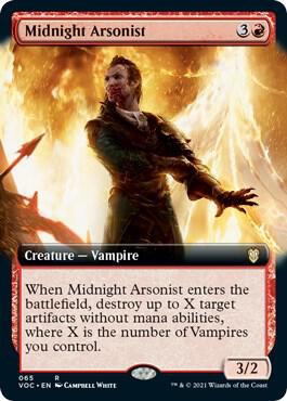 Midnight Arsonist (Extended Art) - Commander: Innistrad: Crimson Vow Magic: The Gathering trading card