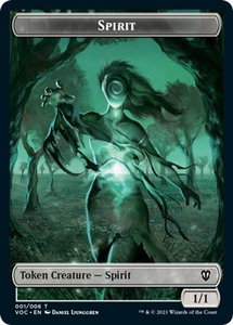 Spirit (001) // Spirit (002) Double-sided Token - Commander: Innistrad: Crimson Vow (VOC) #1 // 2 - Token Magic: The Gathering Trading Card