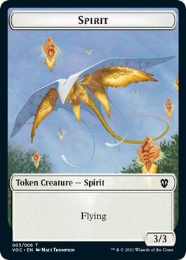 Spirit (003) // Thopter Double-sided Token trading card from Commander: Innistrad: Crimson Vow Spirit (003) // Thopter Double-sided Token - Commander: Innistrad: Crimson Vow Magic: The Gathering trading card