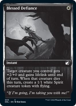Blessed Defiance trading card from Innistrad: Double Feature Blessed Defiance - Innistrad: Double Feature Magic: The Gathering trading card