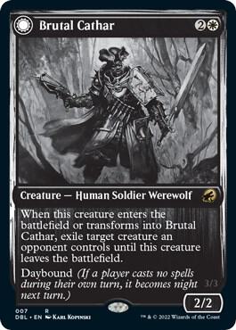 Brutal Cathar trading card from Innistrad: Double Feature Brutal Cathar - Innistrad: Double Feature Magic: The Gathering trading card