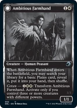Ambitious Farmhand trading card from Innistrad: Double Feature Ambitious Farmhand - Innistrad: Double Feature Magic: The Gathering trading card