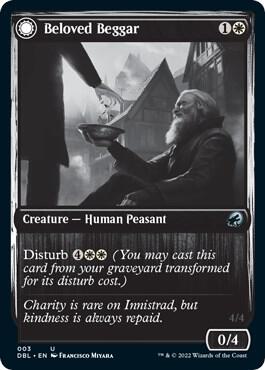 Beloved Beggar trading card from Innistrad: Double Feature Beloved Beggar - Innistrad: Double Feature Magic: The Gathering trading card