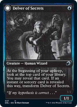 Delver of Secrets trading card from Innistrad: Double Feature Delver of Secrets - Innistrad: Double Feature Magic: The Gathering trading card