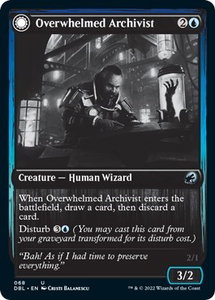 Overwhelmed Archivist - Innistrad: Double Feature (DBL) #68 - Uncommon Magic: The Gathering Trading Card