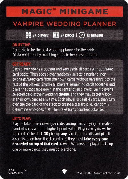 Magic Minigame: Vampire Wedding Planner trading card from Innistrad: Crimson Vow Magic Minigame: Vampire Wedding Planner - Innistrad: Crimson Vow Magic: The Gathering trading card