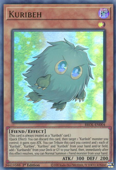 Kuribeh - Brothers of Legend YuGiOh trading card