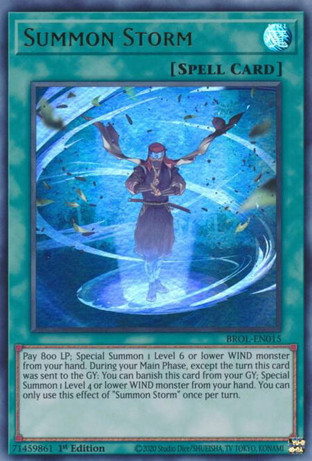 Summon Storm - Brothers of Legend YuGiOh trading card