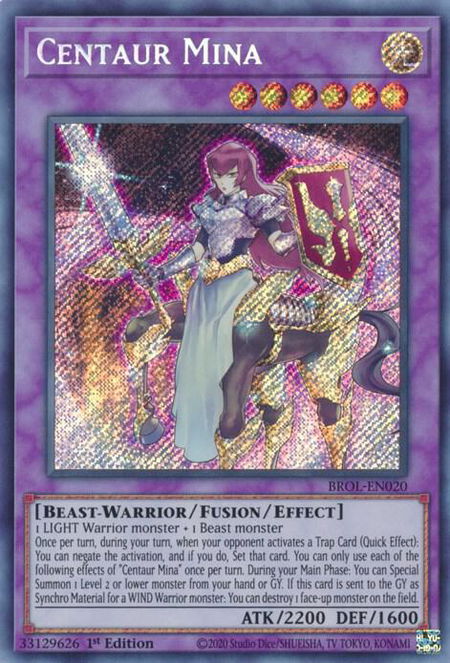 Centaur Mina - Brothers of Legend YuGiOh trading card