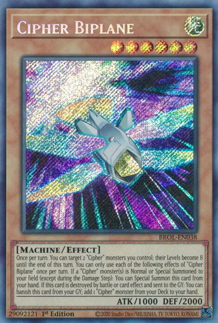 Cipher Biplane - Brothers of Legend YuGiOh trading card